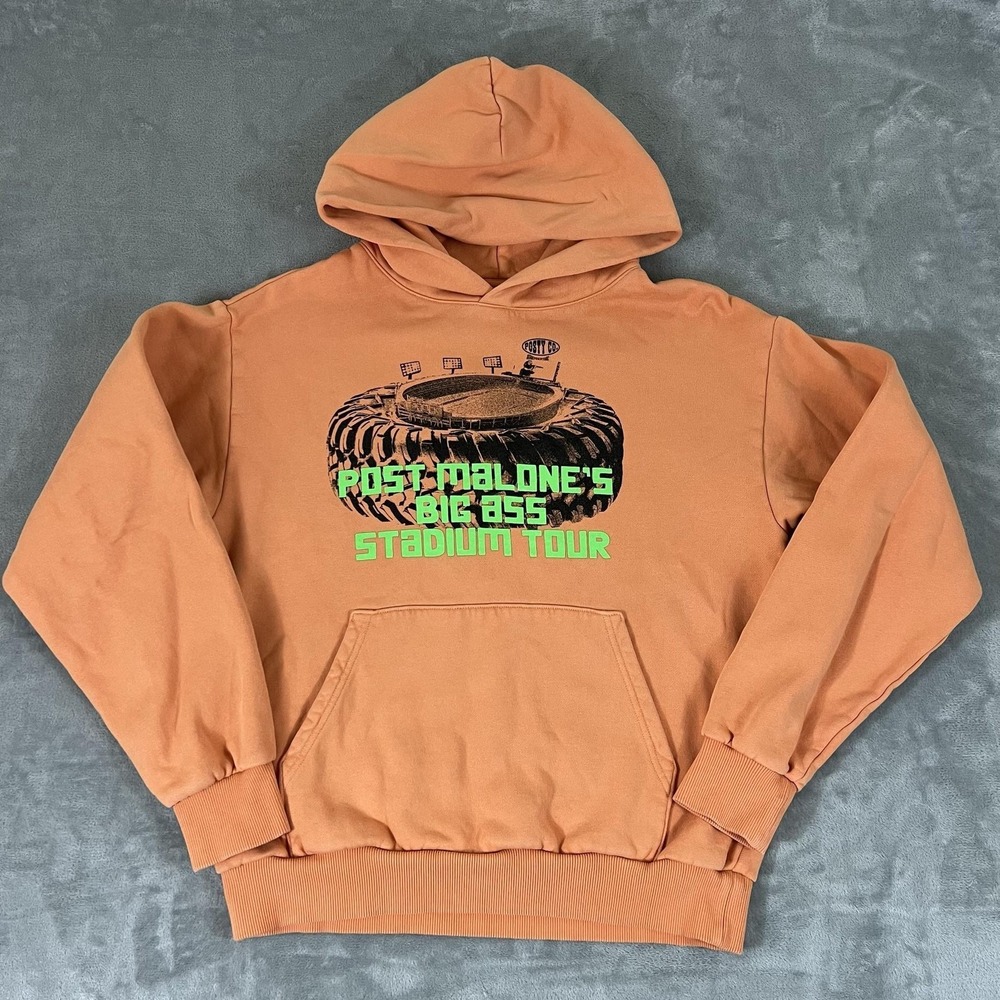 Posty Co Hoodie Mens Medium Orange Post Malone Big Ass Stadium Tour Graphic